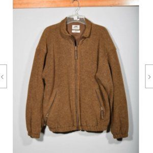 Vintage Slazenger Golf Collection Wool Blend Brown Thick Fleece Jacket Sz M